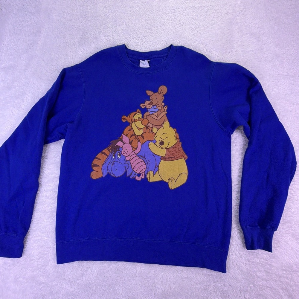 Winnie The Pooh Unisex Medium Crew Neck Pullover Sweatshirt Blue - Disney‎